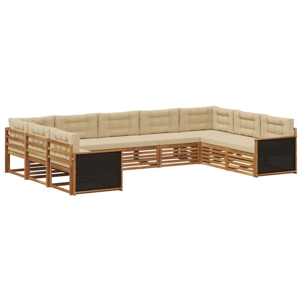 vidaXL Ensemble de canapés d'extérieur 9 pc Naturel et Beige