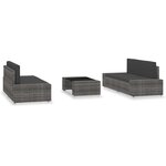 vidaXL Salon de jardin 5 Pièces Résine tressée Gris