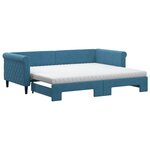 vidaXL Lit de jour avec lit gigogne et matelas bleu 90x200 cm velours