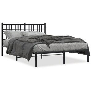 vidaXL Cadre de lit métal sans matelas avec tête de lit noir 140x190cm