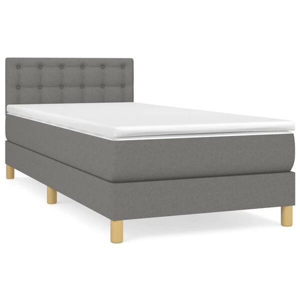 vidaXL Sommier à lattes de lit et matelas Gris foncé 90x190 cm Tissu