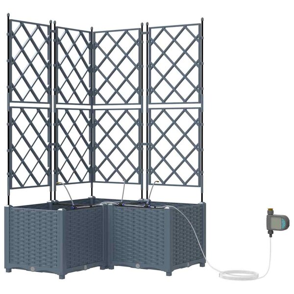 vidaXL Cache-pot de jardin 3 Pièces Gris Clair Acier