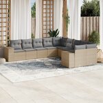 vidaXL Salon de jardin avec coussins 10 Pièces beige résine tressée