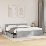 vidaXL Cadre de lit avec tête de lit sans matelas gris béton 180x200cm