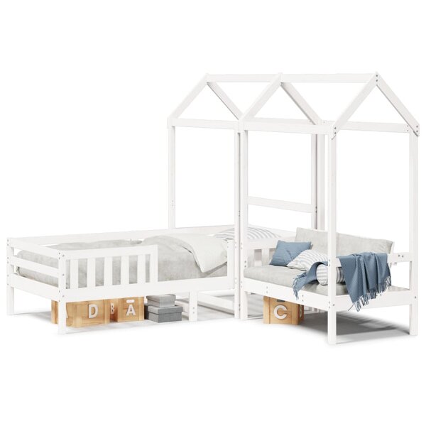 vidaXL Ensemble de lit et de banc avec toit sans matelas 75x190 cm