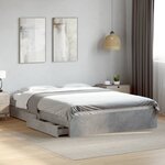 vidaXL Cadre de lit avec tiroirs sans matelas gris béton 160x200 cm