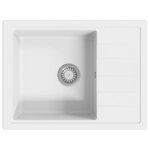 vidaXL Évier de cuisine avec trou de trop-plein ovale Blanc Granit