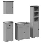vidaXL Meubles de salle de bain 4 Pièces BODO gris bois de pin massif