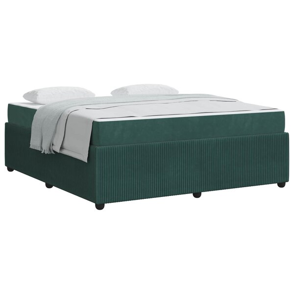 vidaXL Cadre de lit avec matelas Vert foncé 180 x 200 cm tissu