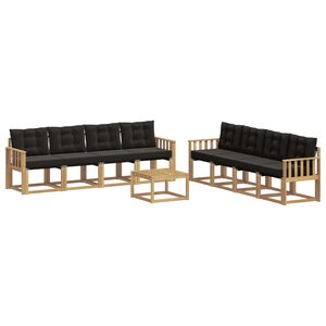 vidaXL Ensemble de canapés d'extérieur 9 pc Blanc et noir