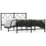 vidaXL Cadre de lit métal avec tête de lit/pied de lit noir 135x190 cm