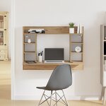 vidaXL Bureau mural chêne noir 105x48x75 cm en bois d'ingénierie