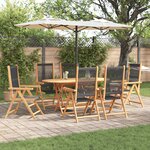 vidaXL Ensemble de salle à manger pour jardin 7 Pièces Noir