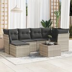 vidaXL Salon de jardin avec coussins 7 Pièces gris clair résine tressée