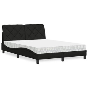 vidaXL Lit avec matelas noir 120x200 cm tissu