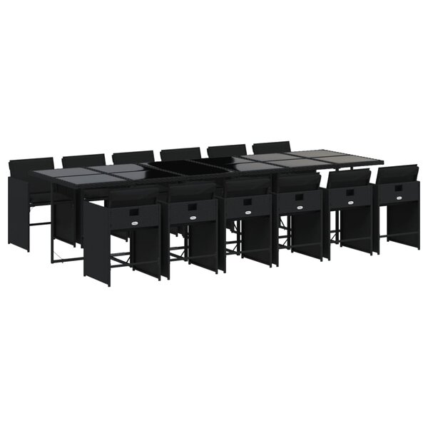 vidaXL Ensemble à manger de jardin 13 Pièces coussins noir résine tressée