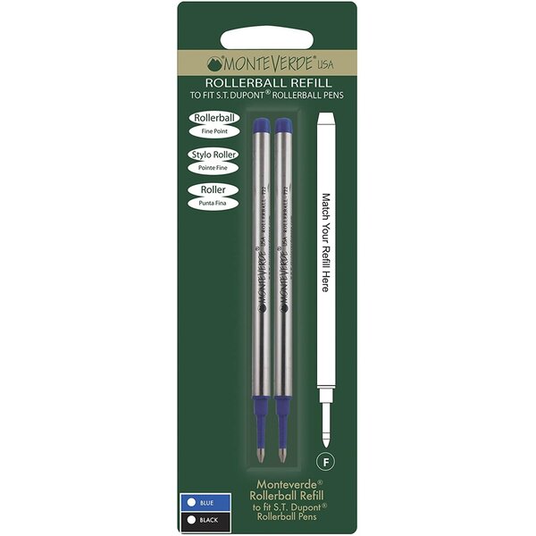 Blister 2 recharges roller bleu pointe fine compatible avec dupont monteverde