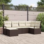 vidaXL Ensemble de canapé de jardin avec coussin 6 Pièces Marron  Crème