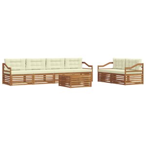 vidaXL Ensemble de canapés d'extérieur 7 pc Naturel et Crème