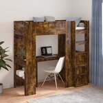 vidaXL Cadre de lit superposé avec bureau Chêne fumé 75 x 190 cm