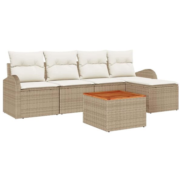 vidaXL Ensemble de canapé de jardin 6 Pièces Beige  blanc