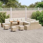 vidaXL Ensemble de canapé de jardin avec coussin 13 Pièces Beige et crème