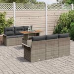vidaXL Ensemble de canapé de jardin 7 Pièces Gris Poly rotin