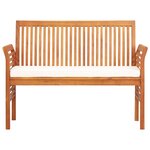 vidaXL Banc de jardin 2 places avec coussin 120cm Bois d'acacia massif