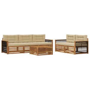 vidaXL Ensemble de canapés d'extérieur 6 pc Naturel et Beige