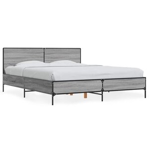 vidaXL Cadre de lit sans matelas sonoma gris 150x200 cm