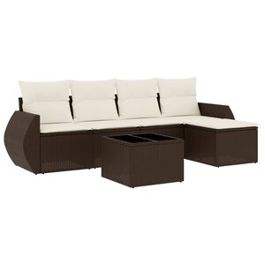 vidaXL Salon de jardin avec coussins 6 Pièces marron résine tressée