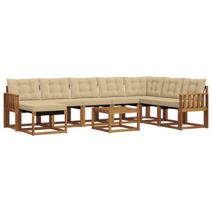 vidaXL Ensemble de canapés d'extérieur 9 pc Naturel et Beige