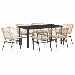 vidaXL Ensemble de salle à manger pour jardin 7 Pièces Marron polyrotin