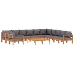 vidaXL Salon de jardin avec coussins 9 Pièces bois massif d'acacia