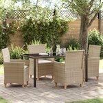 vidaXL Ensemble de salle à manger de jardin 5 pièces avec coussins Beige Poly Rattan
