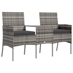 vidaXL Canapé jardin 2 places et table basse Résine tressée Anthracite