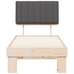vidaXL Cadre de lit avec tête de lit rembourrée Gris foncé 75 x 190 cm