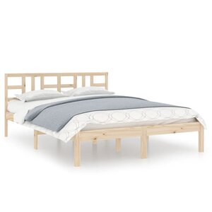 vidaXL Cadre de lit sans matelas 135x190 cm bois massif