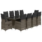 vidaXL Ensemble de bistro de jardin 11 Pièces coussins gris poly rotin