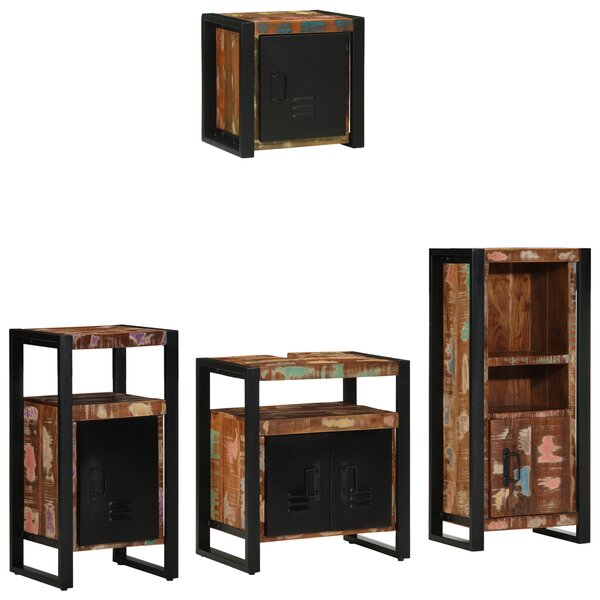vidaXL Ensemble de mobilier de salle de bain avec étagère avec stockage avec porte 4 Pièces