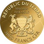 Monnaie PORTUGAL FOOTBALL Sport Icons 1/1000 Oz Or 3000 Francs Chad (PRÉCOMMANDE)