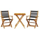 vidaXL Ensemble de bistro 3 Pièces noir polypropylène et bois massif