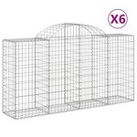 vidaXL Paniers à gabions arqués 6 Pièces 200x50x100/120 cm fer galvanisé