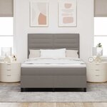 vidaXL Lit à ressorts avec tête de lit Taupe 140 x 200 cm tissu