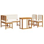 vidaXL Ensemble de salle à manger de jardin avec coussins - Bois d'acacia massif 4 pièces