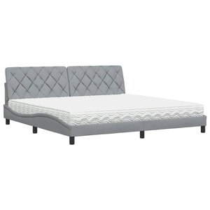 vidaXL Lit avec matelas gris clair 200x200 cm tissu
