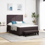 vidaXL Lit à ressorts avec matelas Marron foncé 140 x 200 cm tissu