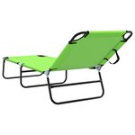 vidaXL Chaise longue pliante 2 Pièces Vert 56 x 189 x 87 cm tissu