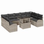 vidaXL Ensemble de canapé de jardin 10 Pièces Gris clair Poly rotin