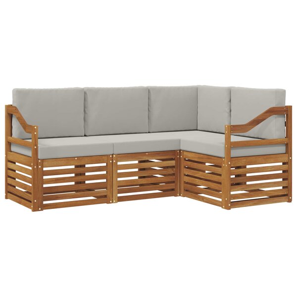 vidaXL Ensemble de canapés d'extérieur 4 pc Gris Naturel et Clair